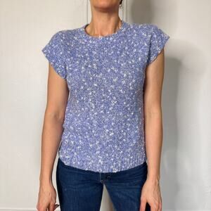 80s Pichet and Past Blue Capped Sleeve Sweater Vest Size S